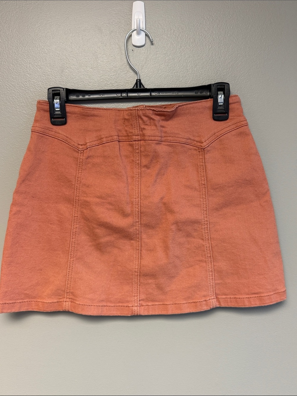 Forever 21 Button Front Mini Skirt Pink Denim Stretch Women's 27 - Picture 3 of 4